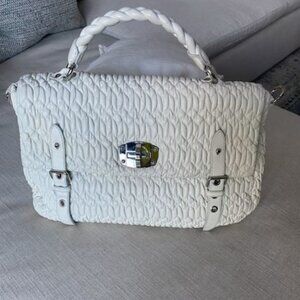 Miu Miu White Matelasse Nappa Leather Turlock Shoulder Bag